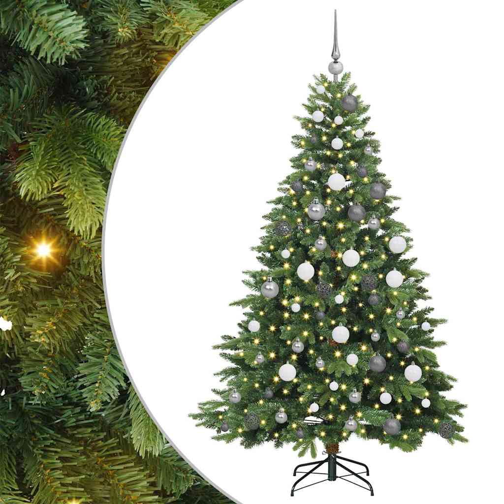 vidaXL Artificial Christmas Tree with 300 LEDs Green 180 cm PE and PVC - 51648