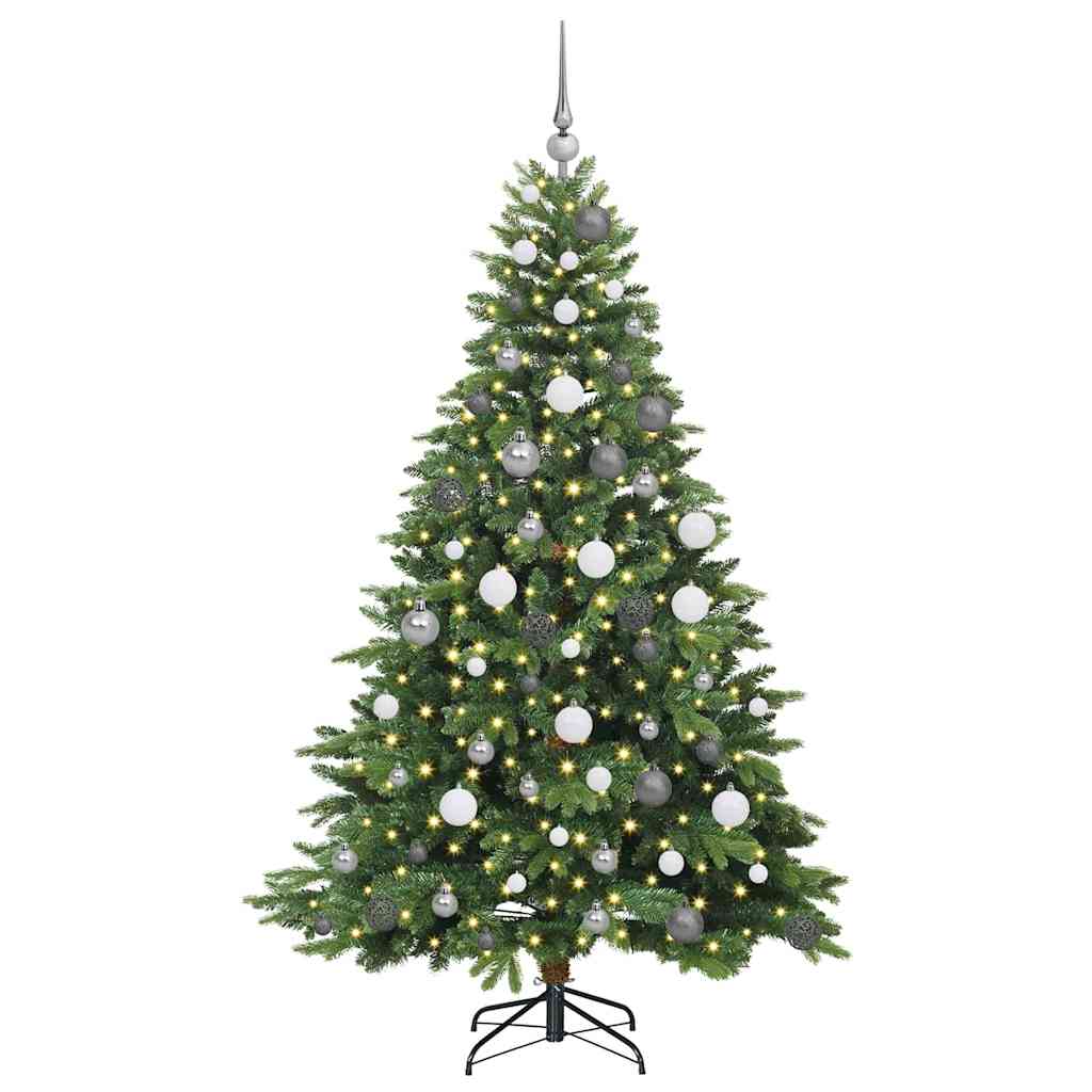 vidaXL Artificial Christmas Tree with 300 LEDs Green 180 cm PE and PVC - 51648