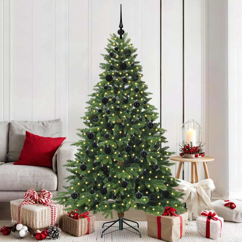 vidaXL Artificial Christmas Tree with 300 LEDs Green 180 cm PE and PVC - 51649