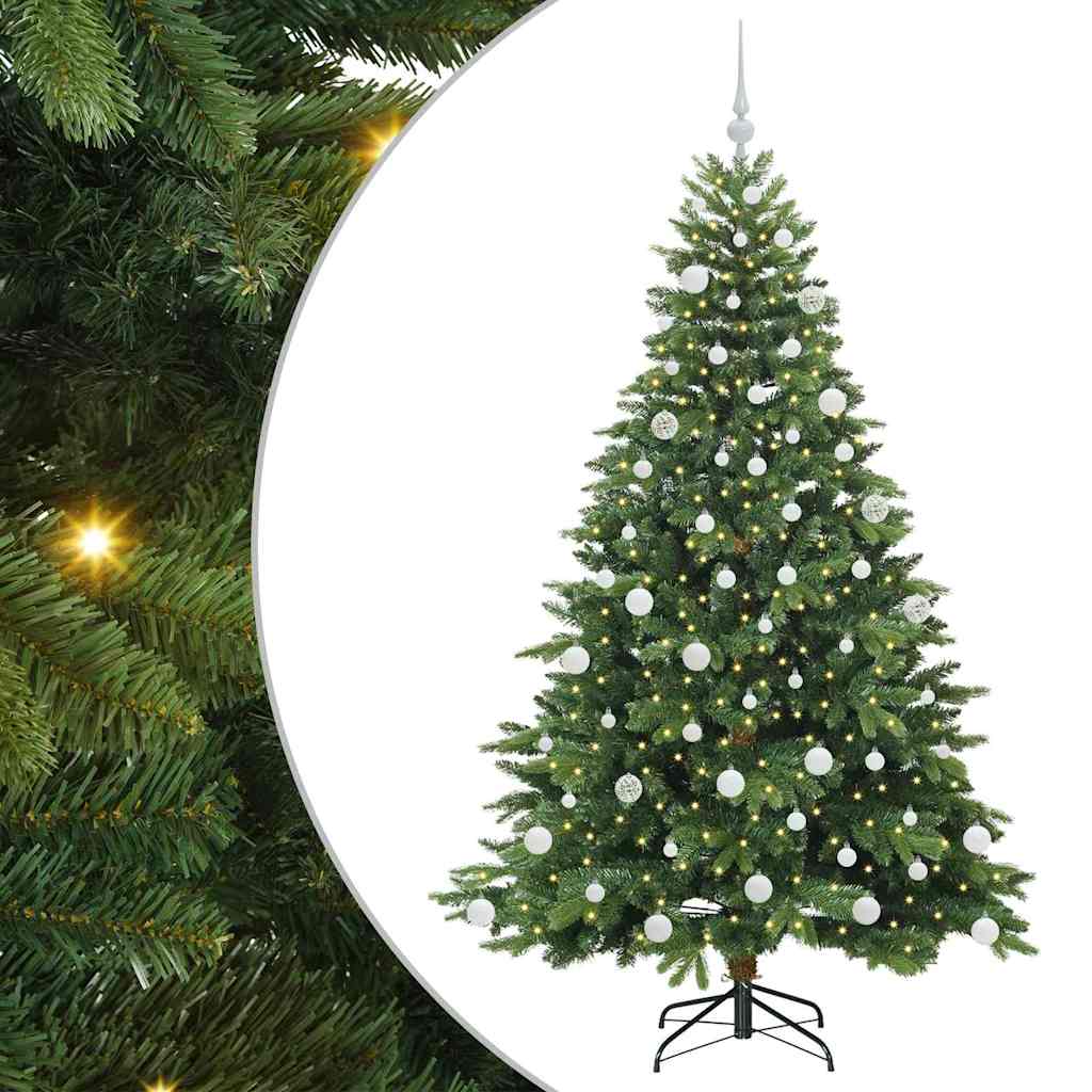 vidaXL Artificial Christmas Tree with 300 LEDs Green 180 cm PE and PVC - 51656