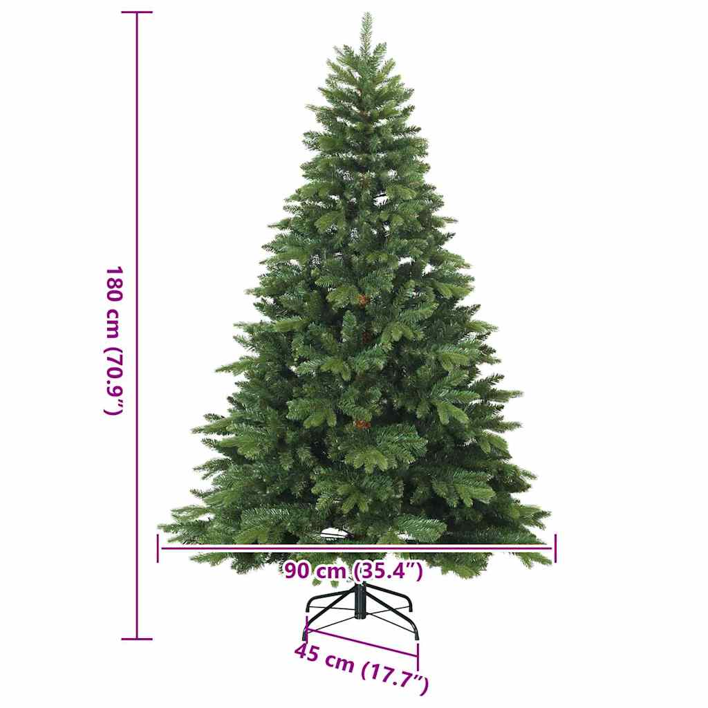 vidaXL Artificial Christmas Tree with 300 LEDs Green 180 cm PE and PVC - 51659