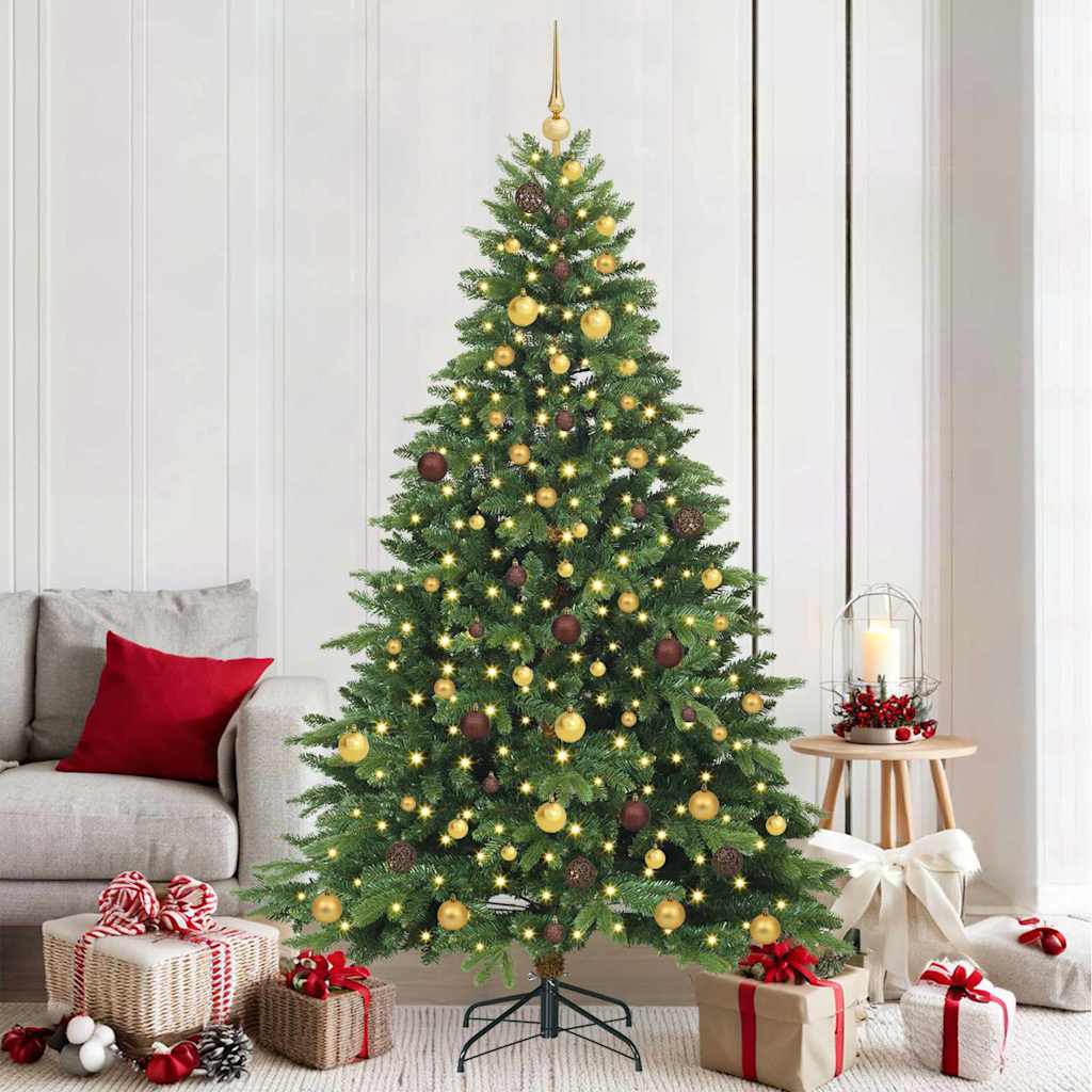 vidaXL Artificial Christmas Tree with 300 LEDs Green 210 cm PE and PVC - 51665