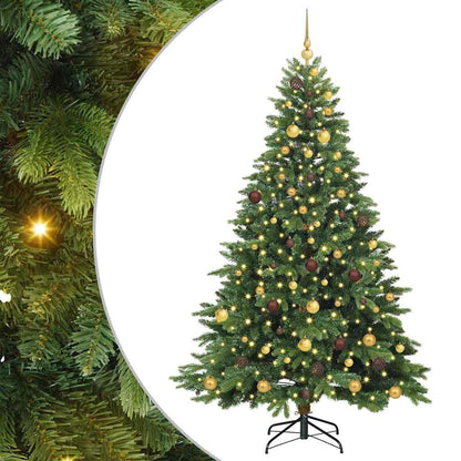 vidaXL Artificial Christmas Tree with 300 LEDs Green 210 cm PE and PVC - 51665