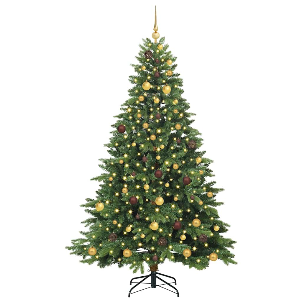 vidaXL Artificial Christmas Tree with 300 LEDs Green 210 cm PE and PVC - 51665