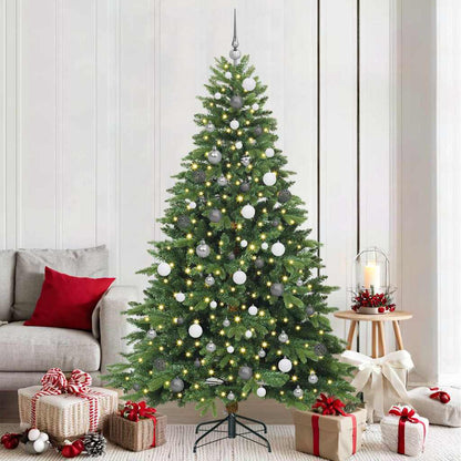 vidaXL Artificial Christmas Tree with 300 LEDs Green 210 cm PE and PVC - 51678