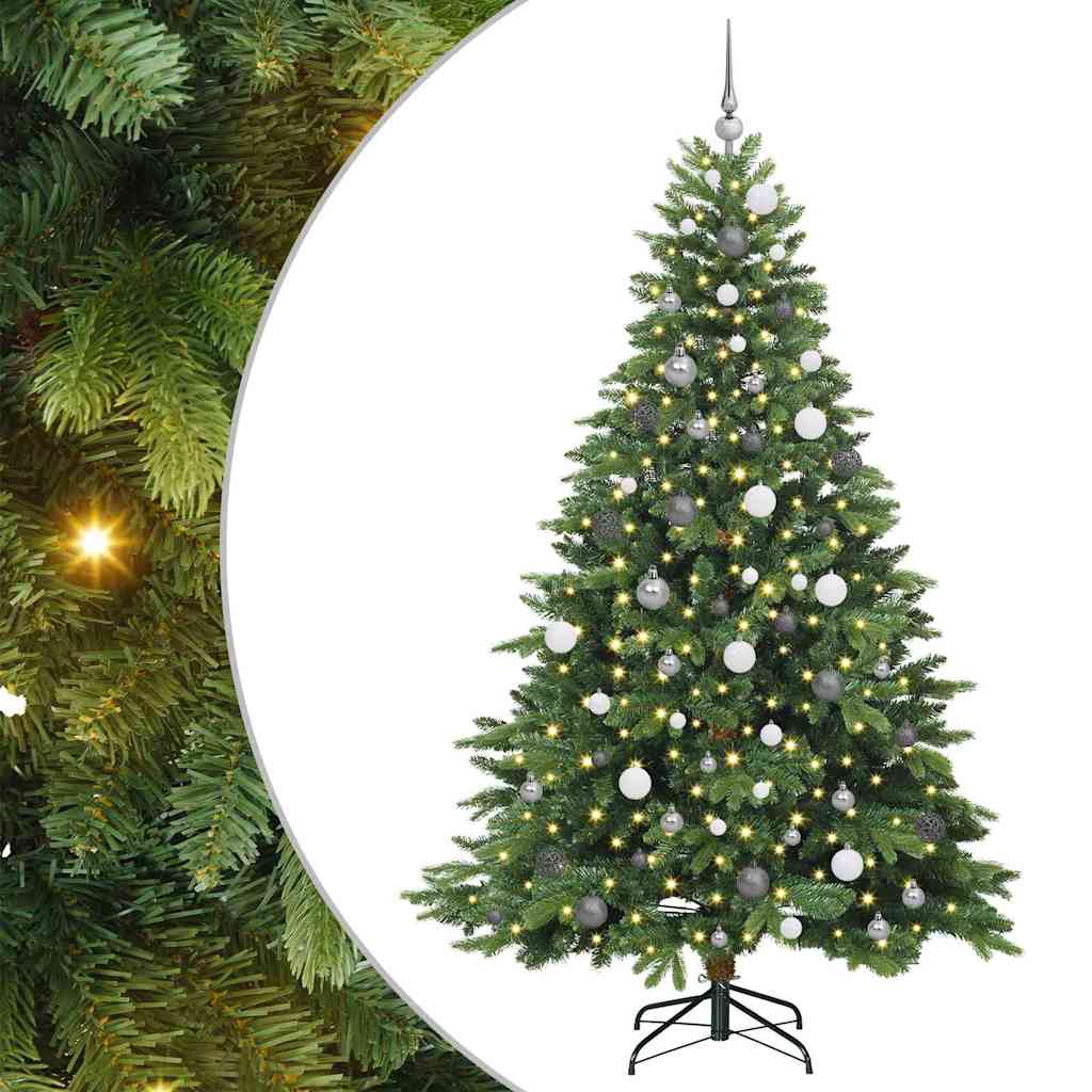 vidaXL Artificial Christmas Tree with 300 LEDs Green 210 cm PE and PVC - 51678