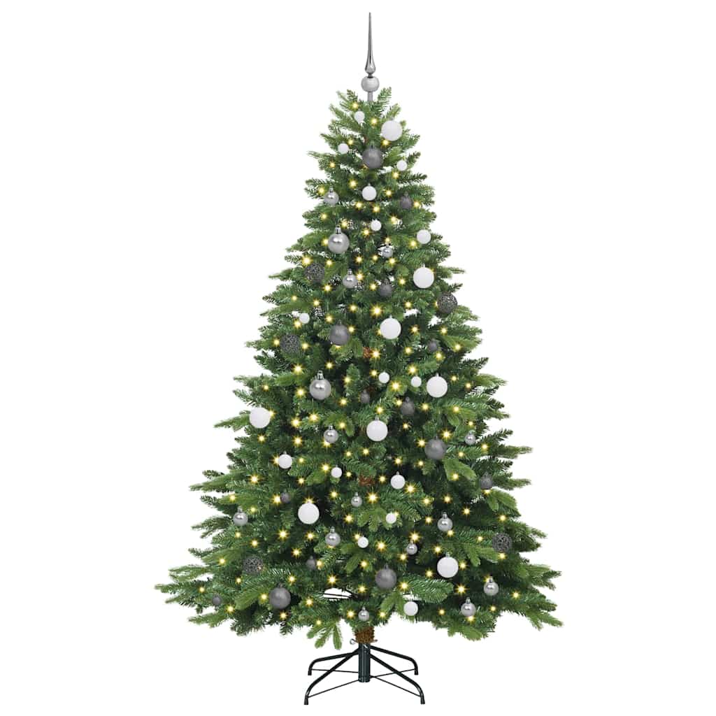 vidaXL Artificial Christmas Tree with 300 LEDs Green 210 cm PE and PVC - 51678