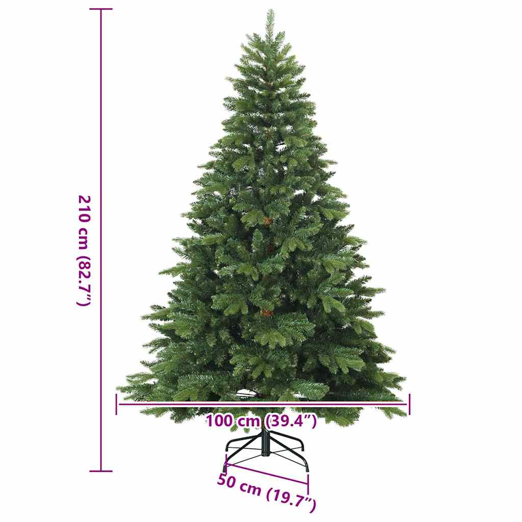 vidaXL Artificial Christmas Tree with 300 LEDs Green 210 cm PE and PVC - 51678