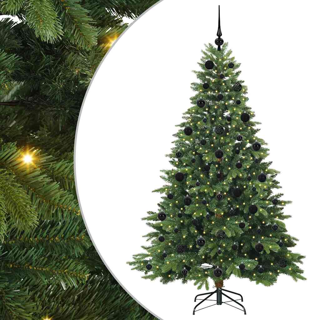 vidaXL Artificial Christmas Tree with 300 LEDs Green 210 cm PE and PVC - 51683