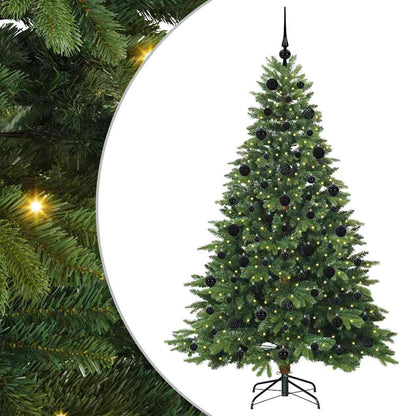 vidaXL Artificial Christmas Tree with 300 LEDs Green 210 cm PE and PVC - 51683