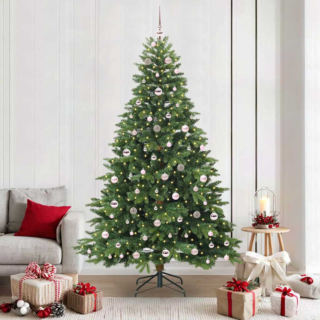 vidaXL Artificial Christmas Tree with 300 LEDs Green 210 cm PE and PVC - 51687