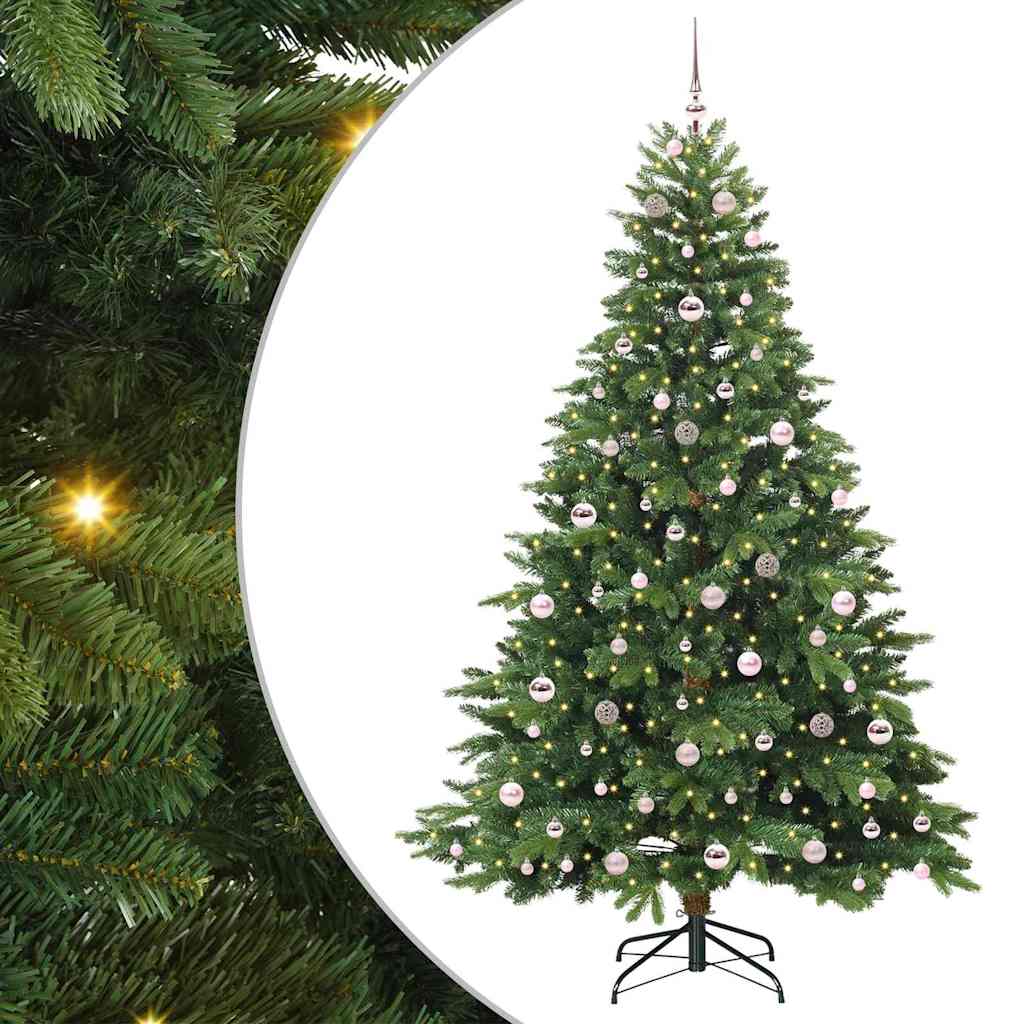vidaXL Artificial Christmas Tree with 300 LEDs Green 210 cm PE and PVC - 51687