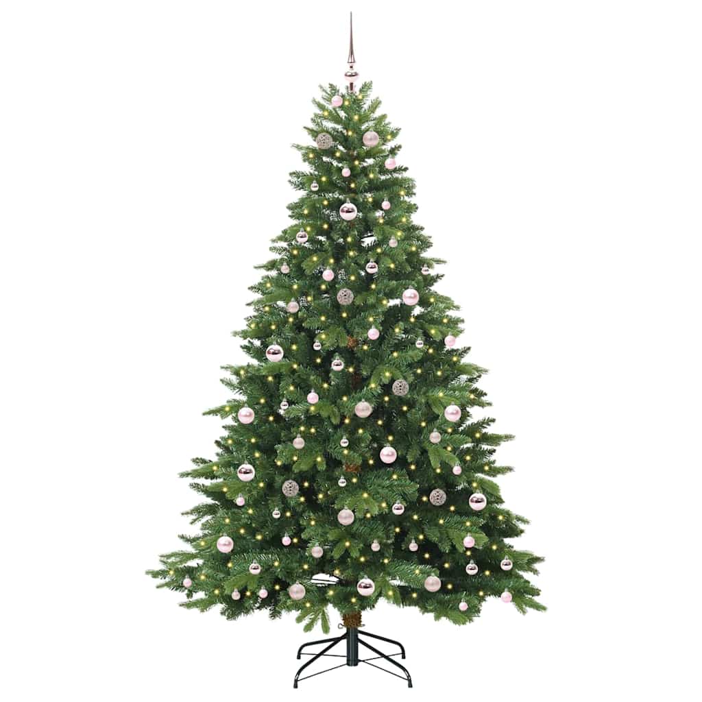 vidaXL Artificial Christmas Tree with 300 LEDs Green 210 cm PE and PVC - 51687
