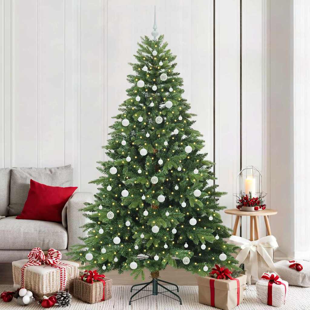 vidaXL Artificial Christmas Tree with 300 LEDs Green 210 cm PE and PVC - 51694