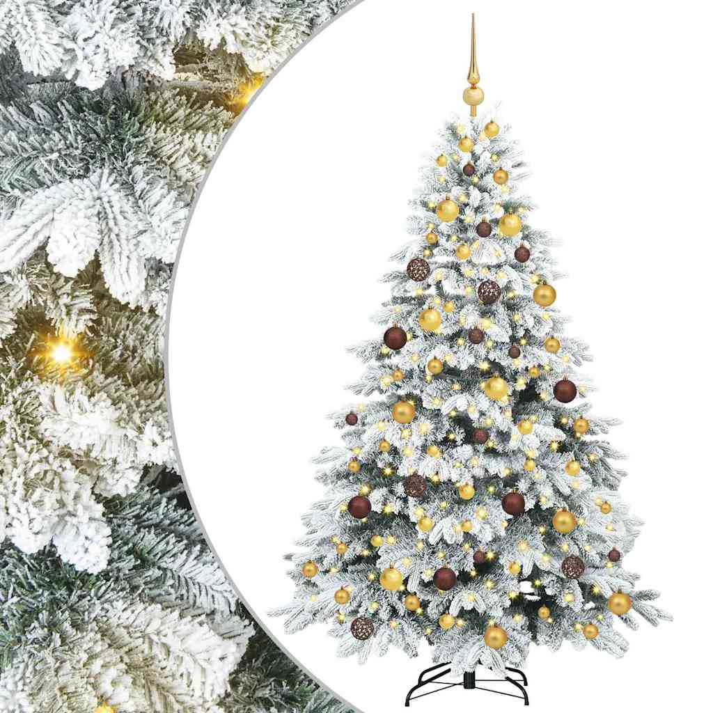 vidaXL Artificial Christmas Tree with 300 LEDs White 180 cm PE and PVC - 51756
