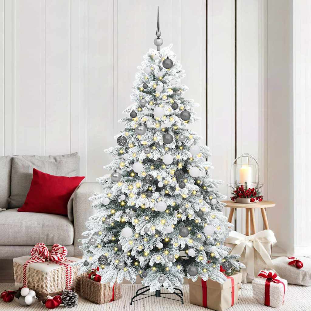 vidaXL Artificial Christmas Tree with 300 LEDs White 180 cm PE and PVC - 51760
