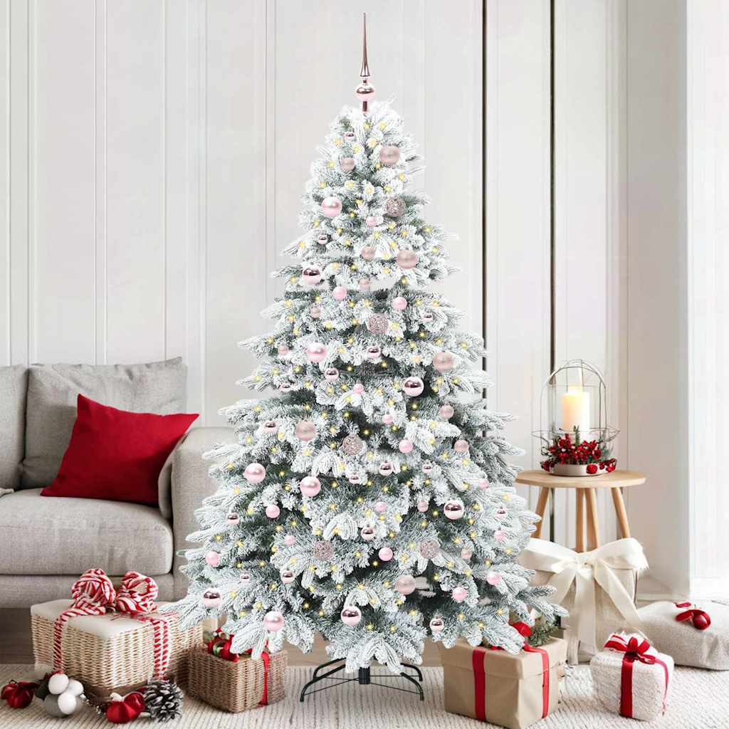 vidaXL Artificial Christmas Tree with 300 LEDs White 180 cm PE and PVC - 51773