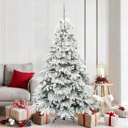 vidaXL Artificial Christmas Tree with 300 LEDs White 180 cm PE and PVC - 51773