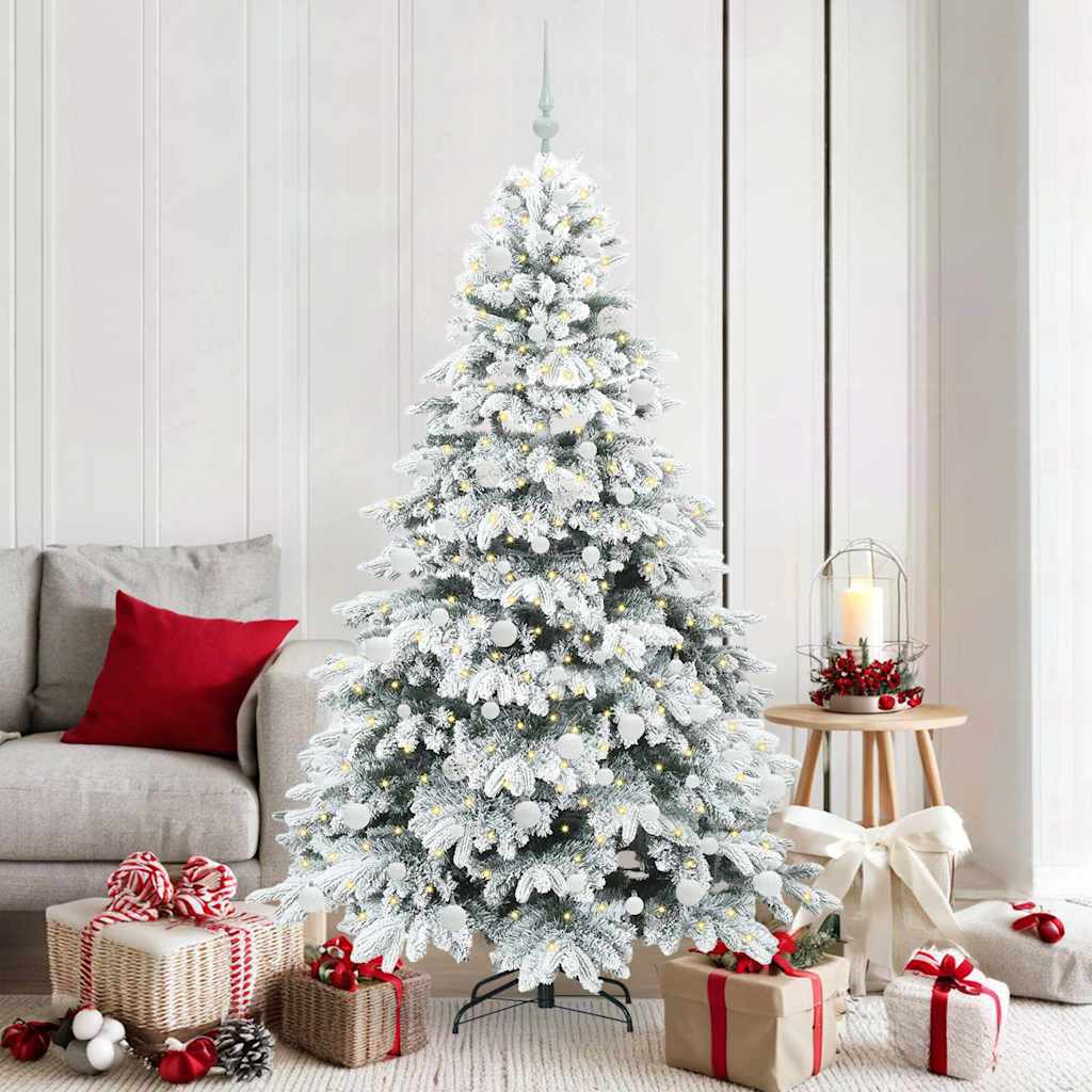 vidaXL Artificial Christmas Tree with 300 LEDs White 180 cm PE and PVC - 51778
