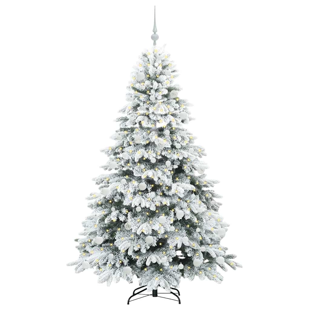 vidaXL Artificial Christmas Tree with 300 LEDs White 180 cm PE and PVC - 51778
