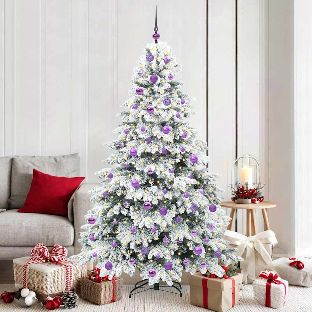 vidaXL Artificial Christmas Tree with 300 LEDs White 180 cm PE and PVC - 51783