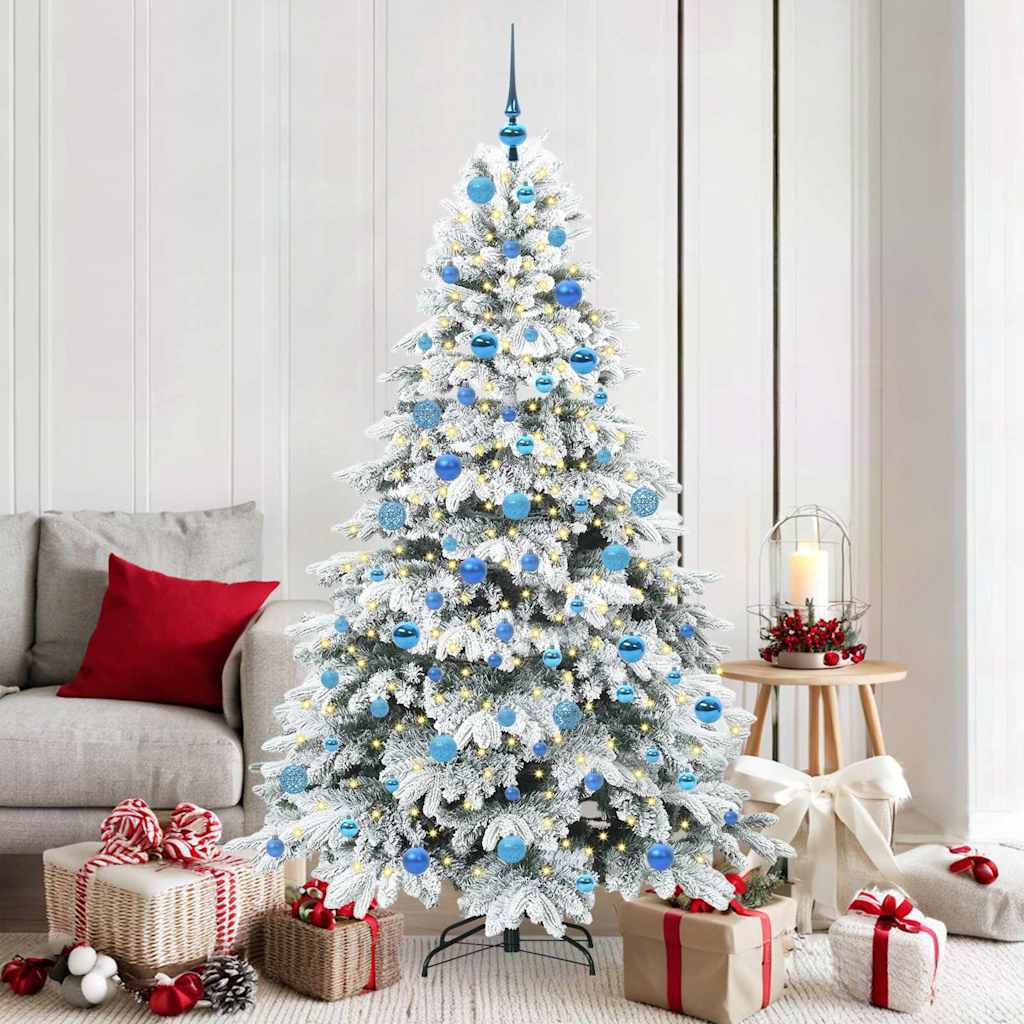 vidaXL Artificial Christmas Tree with 300 LEDs White 180 cm PE and PVC - 51784