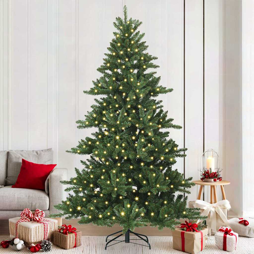 vidaXL Artificial Hinged Christmas Tree Green 210 cm PVC and Steel - 51830