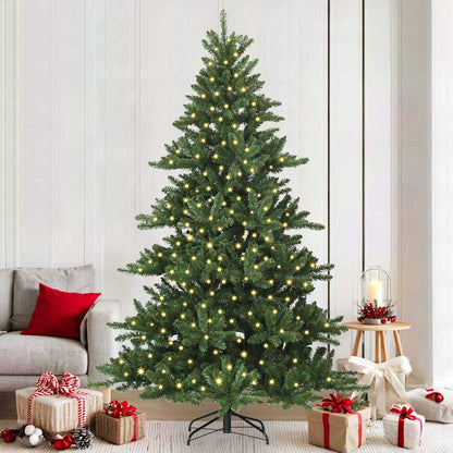 vidaXL Artificial Hinged Christmas Tree Green 210 cm PVC and Steel - 51830