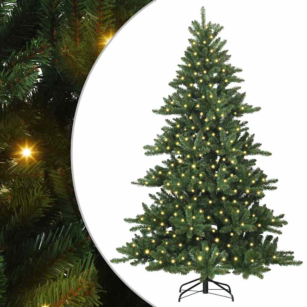vidaXL Artificial Hinged Christmas Tree Green 210 cm PVC and Steel - 51830