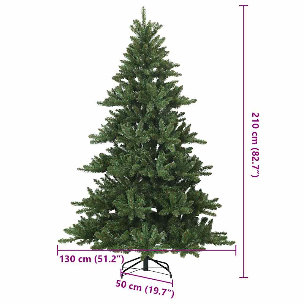 vidaXL Artificial Hinged Christmas Tree Green 210 cm PVC and Steel - 51830