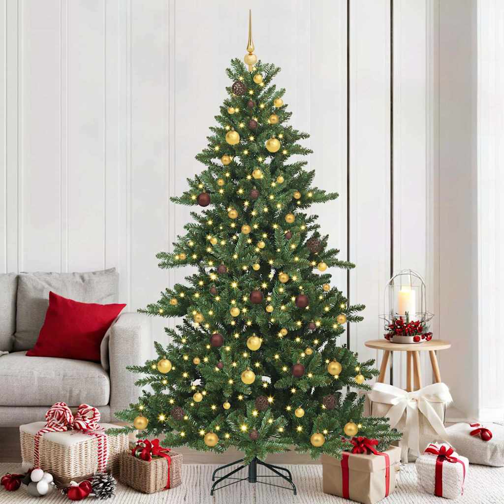 vidaXL Artificial Hinged Christmas Tree Green 210 cm PVC and Steel - 51834