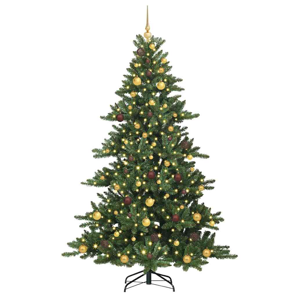 vidaXL Artificial Hinged Christmas Tree Green 210 cm PVC and Steel - 51834