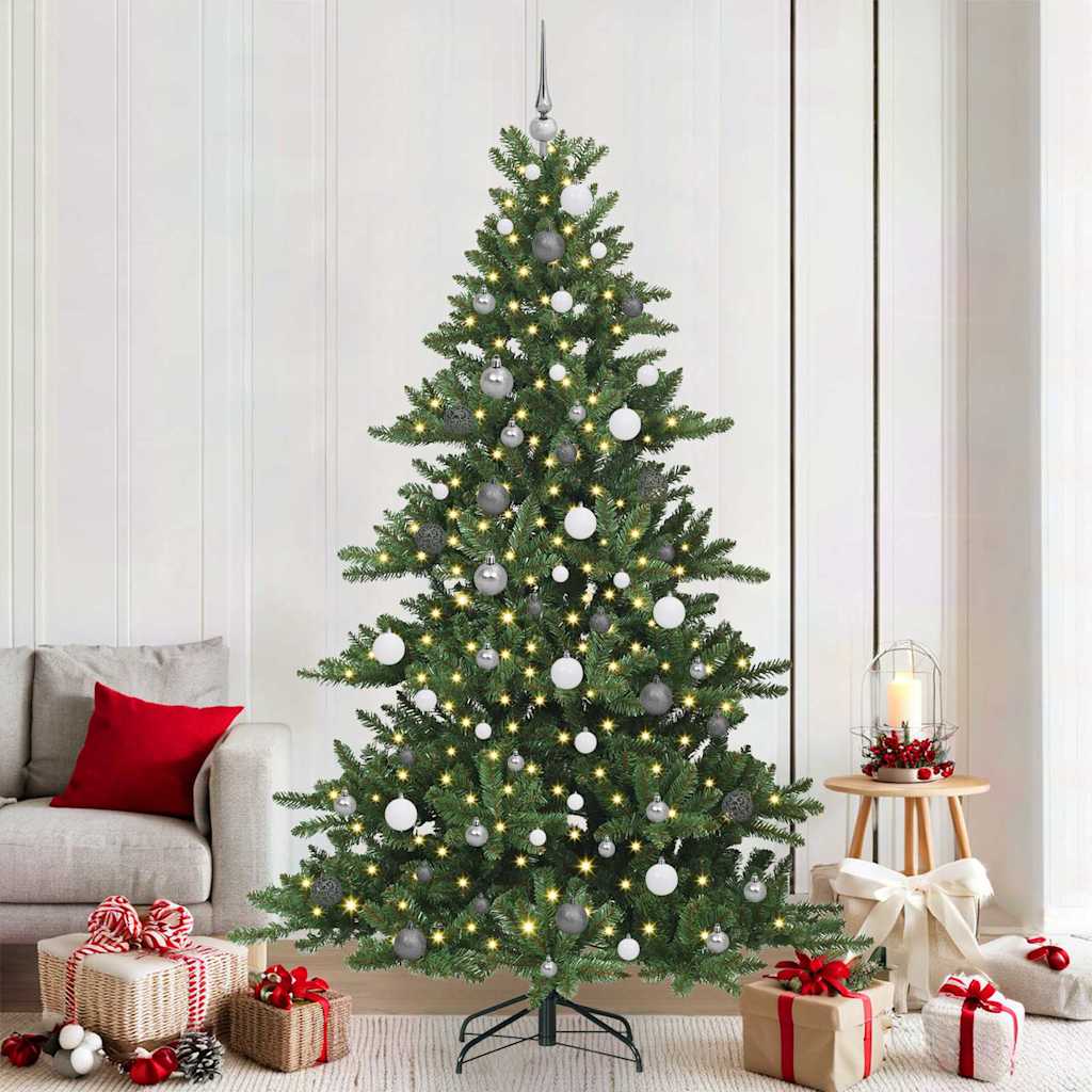 vidaXL Artificial Hinged Christmas Tree Green 210 cm PVC and Steel - 51841