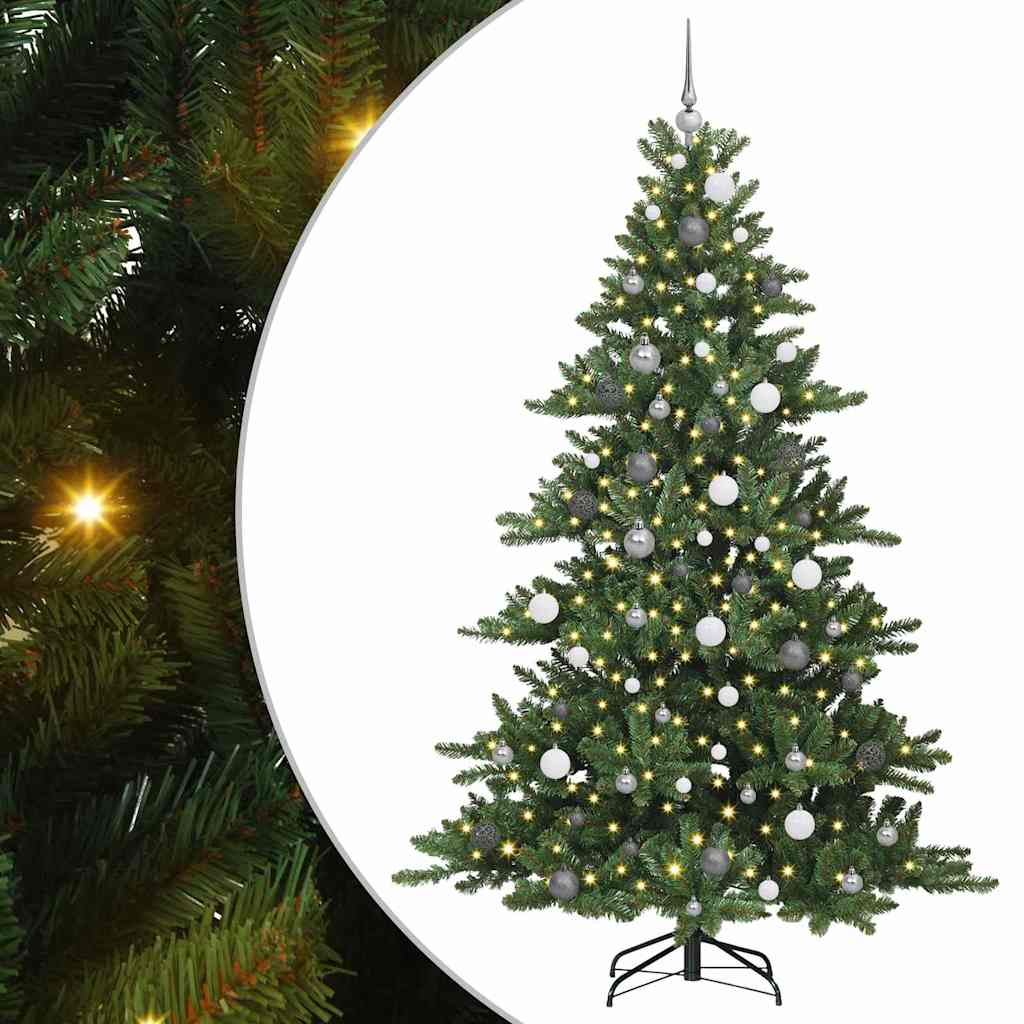 vidaXL Artificial Hinged Christmas Tree Green 210 cm PVC and Steel - 51841