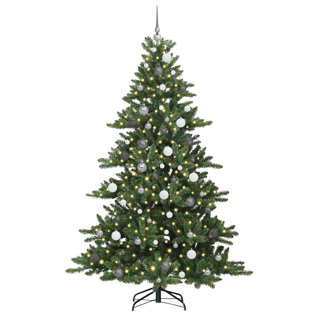 vidaXL Artificial Hinged Christmas Tree Green 210 cm PVC and Steel - 51841