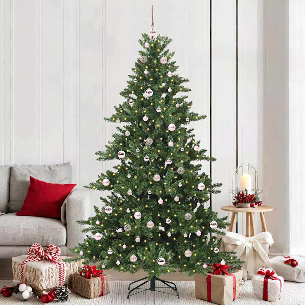 vidaXL Artificial Hinged Christmas Tree Green 210 cm PVC and Steel - 51855