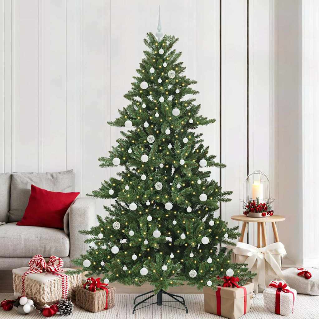 vidaXL Artificial Hinged Christmas Tree Green 210 cm PVC and Steel - 51868