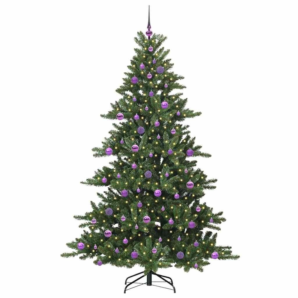 vidaXL Artificial Hinged Christmas Tree Green 210 cm PVC and Steel - 51877