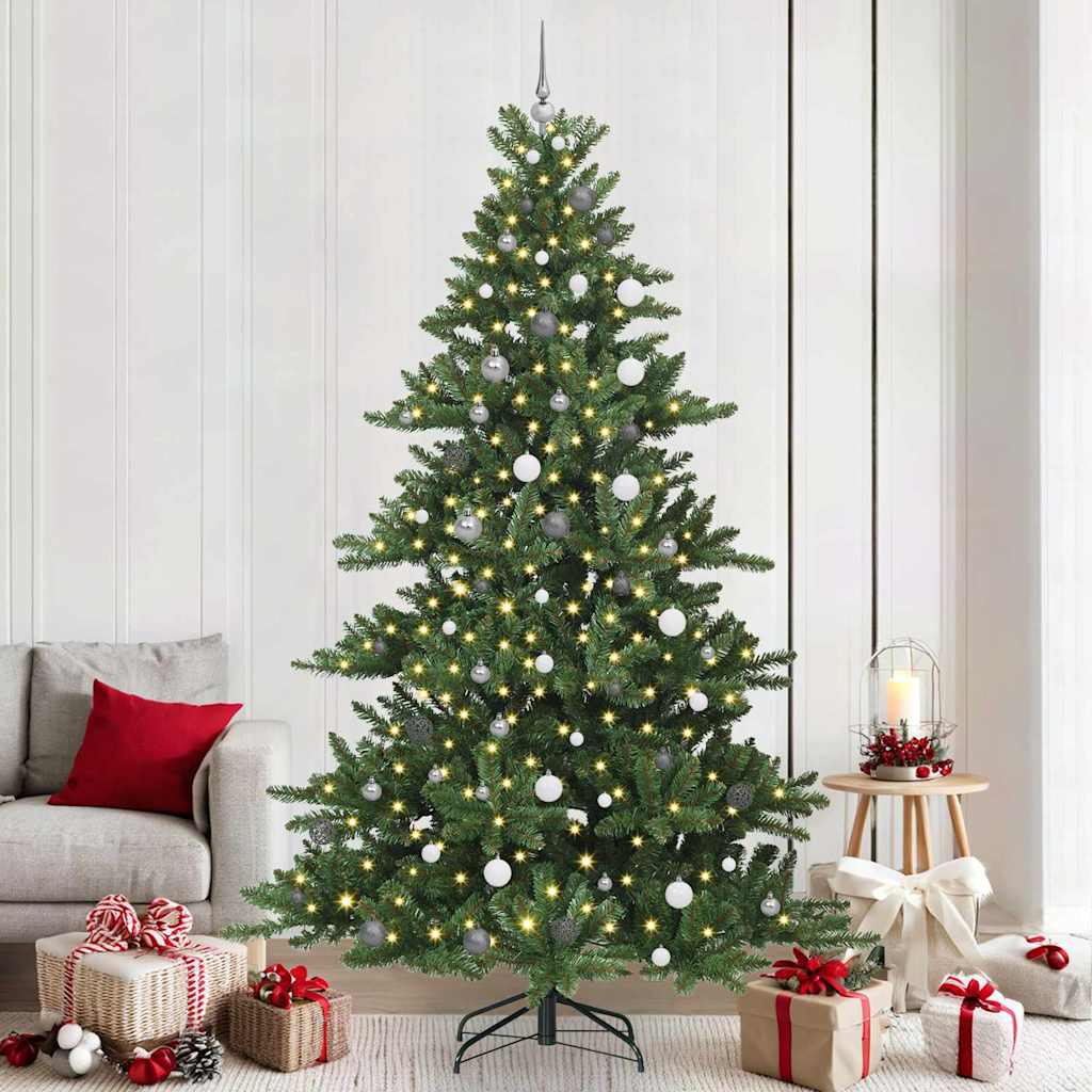 vidaXL Artificial Hinged Christmas Tree Green 240 cm PVC and Steel - 51892