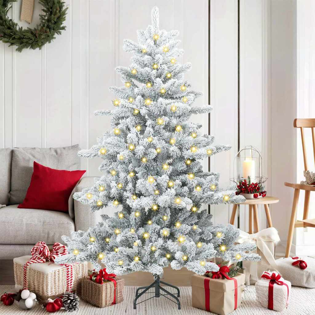 vidaXL Artificial Hinged Christmas Tree White 150 cm PVC and Steel - 51928