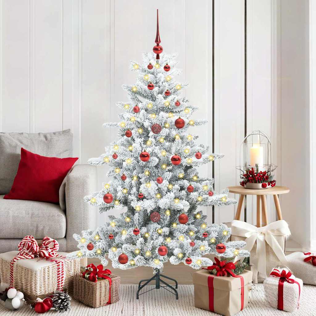vidaXL Artificial Hinged Christmas Tree White 150 cm PVC and Steel - 51935