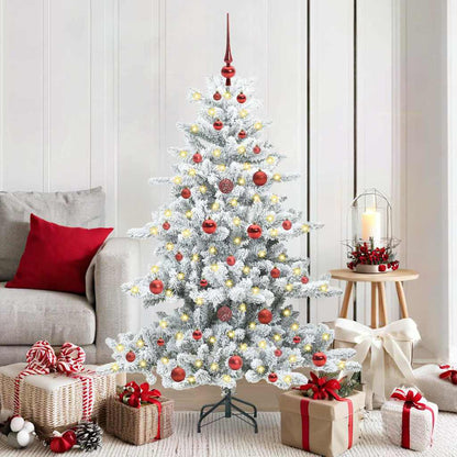 vidaXL Artificial Hinged Christmas Tree White 150 cm PVC and Steel - 51935