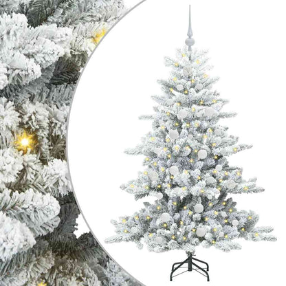 vidaXL Artificial Hinged Christmas Tree White 150 cm PVC and Steel - 51946