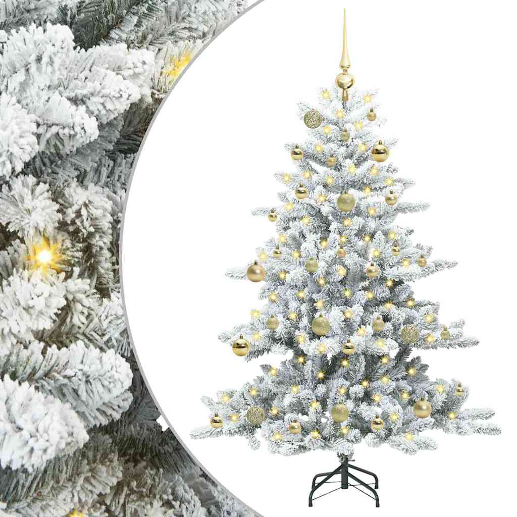 vidaXL Artificial Hinged Christmas Tree White 150 cm PVC and Steel - 51959