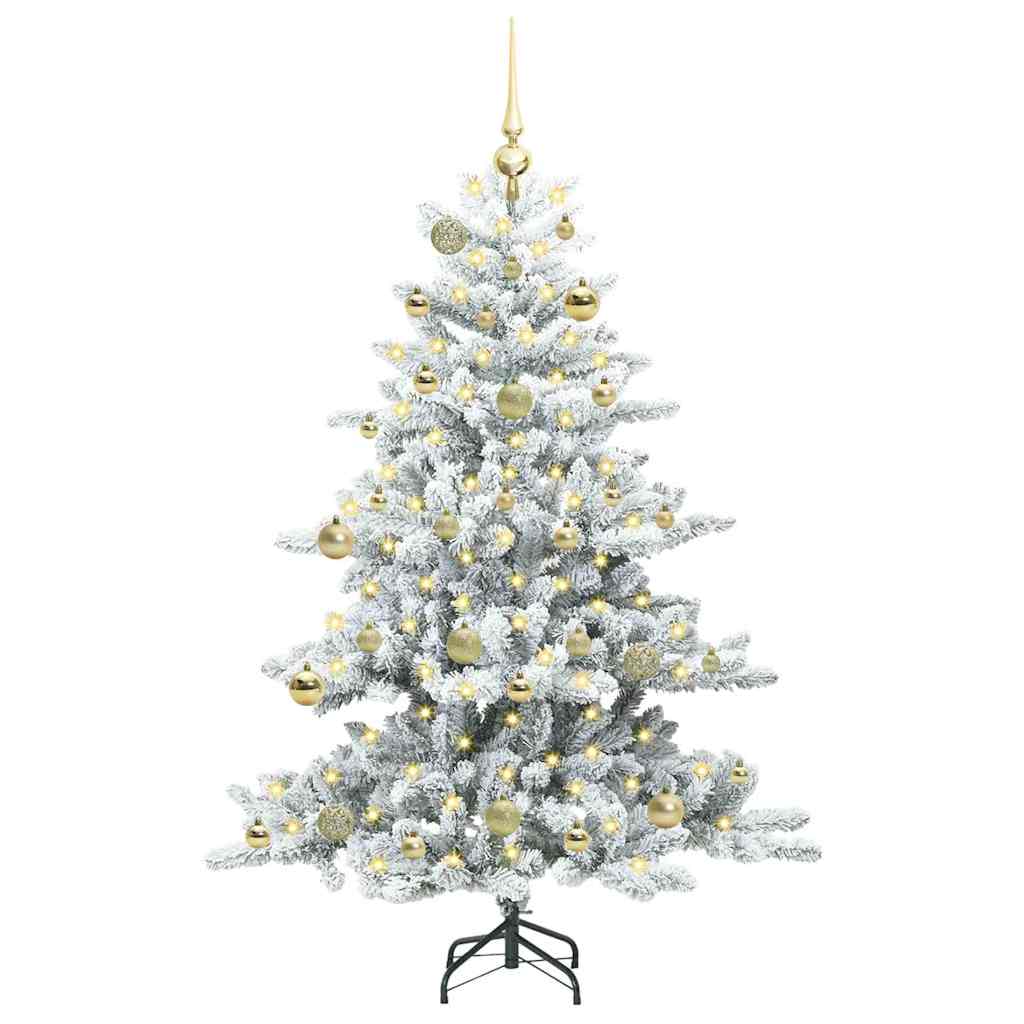 vidaXL Artificial Hinged Christmas Tree White 150 cm PVC and Steel - 51959