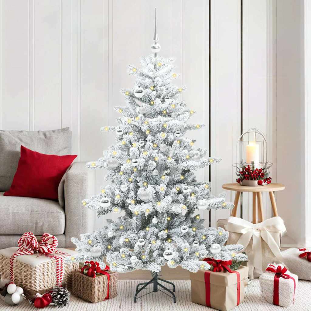 vidaXL Artificial Hinged Christmas Tree White 150 cm PVC and Steel - 51972
