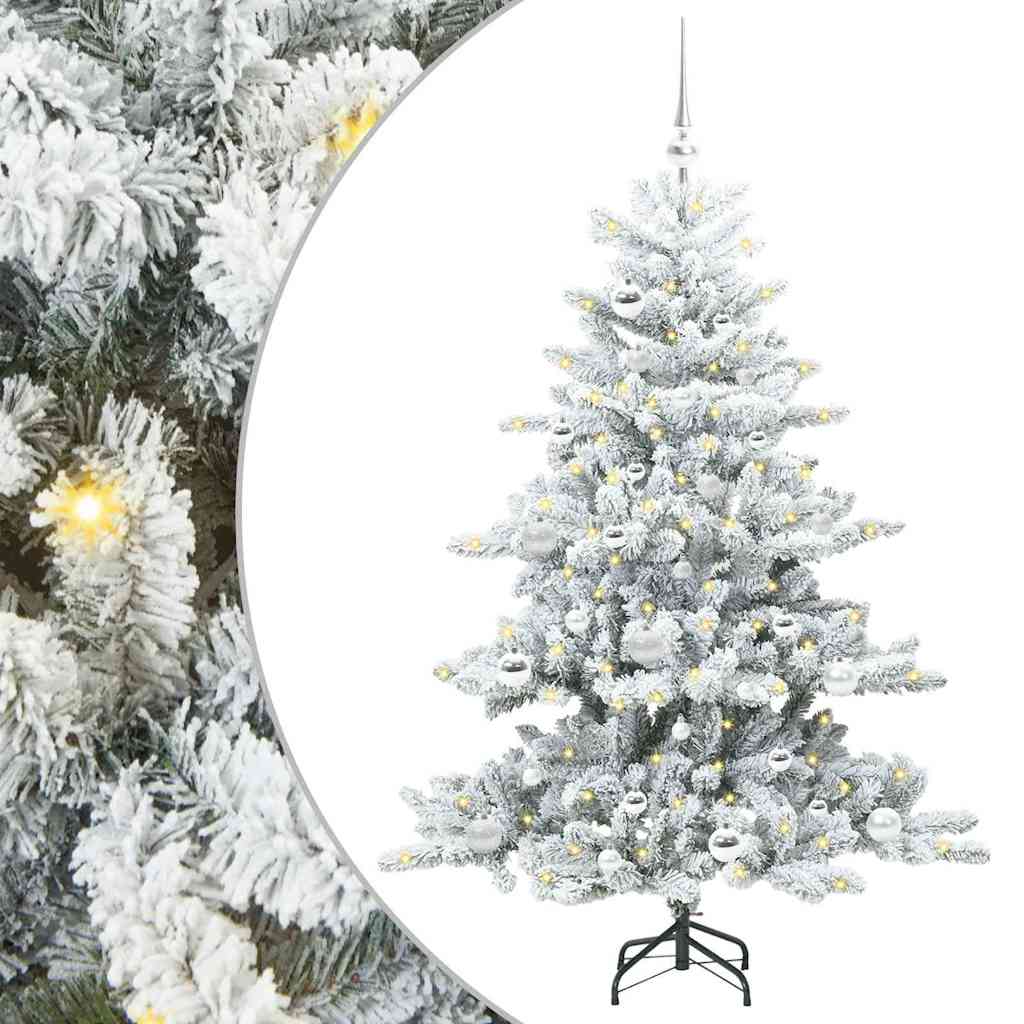 vidaXL Artificial Hinged Christmas Tree White 150 cm PVC and Steel - 51972