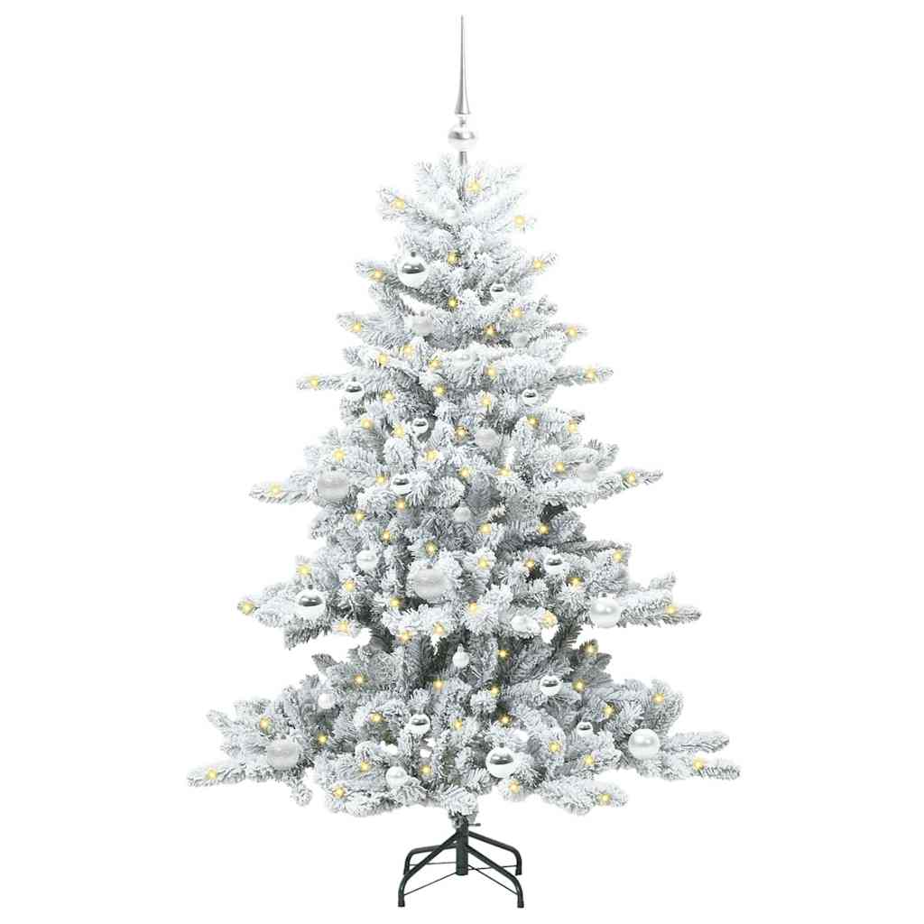 vidaXL Artificial Hinged Christmas Tree White 150 cm PVC and Steel - 51972