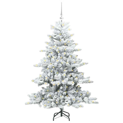 vidaXL Artificial Hinged Christmas Tree White 150 cm PVC and Steel - 51972