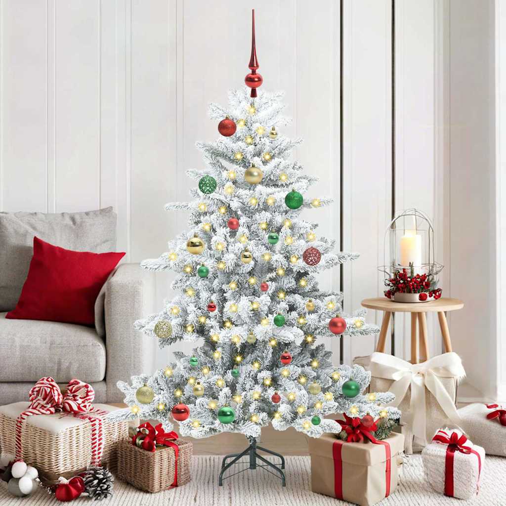 vidaXL Artificial Hinged Christmas Tree White 150 cm PVC and Steel - 51989